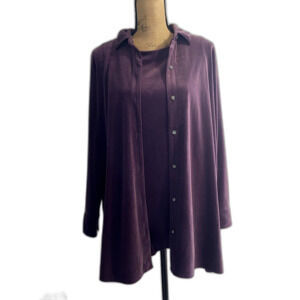 J. Jill Wearever Collection 2 Piece Top Set Purple Velour Velvet Size Medium